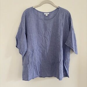 Pure Jill Blue Linen Top